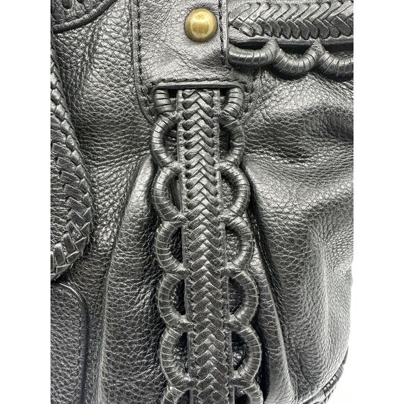 Rare Lockheart Vintage Handbag - Ruffle Braided Black Leather With Brass Bag - Picture 3 of 8